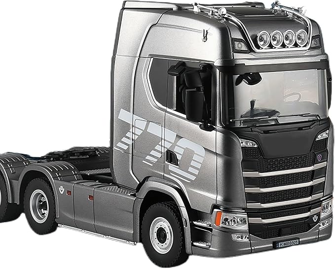 19Channels 770S Hobby RC Tractor Truck Toys 1/18 Scale Light Sound Effects Remote Control Lorry Car Vehicle Trailer for 14y+ Beginners Adults (6-Wheels Grey)