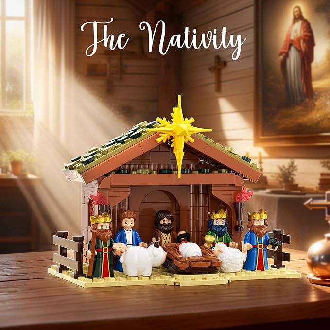Jesus Building Block Set Easter Nativity Building Kit 252PCS Bible Story Jesus Figures Toys(Includes 6 Character Models) Gifts for Easter for Adults &amp Kids Boys Girls 6-12+