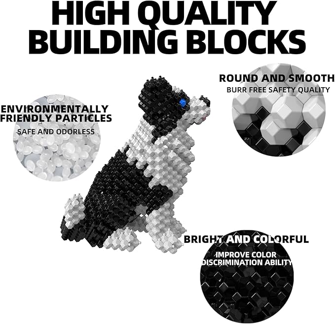Cute Dog Building Animal Sets Extremely Challenging STEM Building Blocks Decor for Adults Kids Micro 3D Educational Toys for Boys Girls Ages 8 and UpBorder Collie