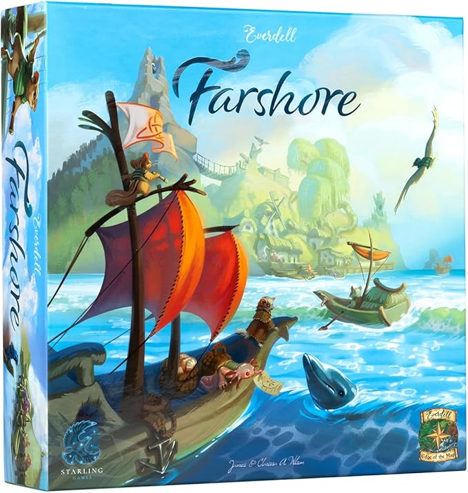 Everdell Farshore Collector’s Edition Board Game | Standalone Strategy Game | 1 to 4 Player Seafaring Adventure in The World of Everdell | Deluxe Components | Age 10+ | Cozy Fantasy Tabletop Game