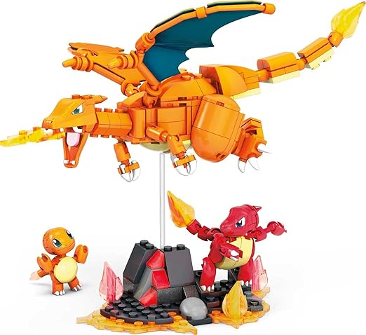 MEGA Pokémon Action Figure Building Toys for Kids Charmander Evolution Set with 313 Pieces 3 Poseable Characters Charmeleon and Charizard