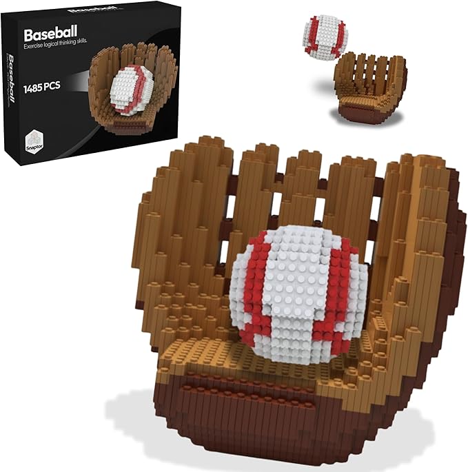 Baseball 3D Building Block Set - Ball and Gloves - Educational Toy - Perfect for Ages 14 15 16 Years and Above - Challenging Creative Fun and Skill-Building - 3D Instruction (1485 PCS)
