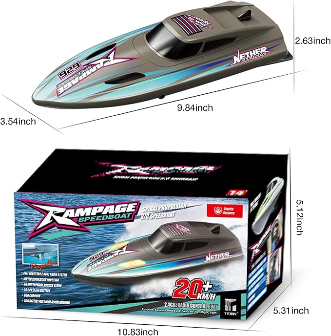 Fast RC Boat for Adults 20KM/H High Speed Remote Control Racing Boats Self-Righting 2 Batteries 20+ Mins 2.4GHz Pool &amp Lake Summer Toys Gifts (Silver)