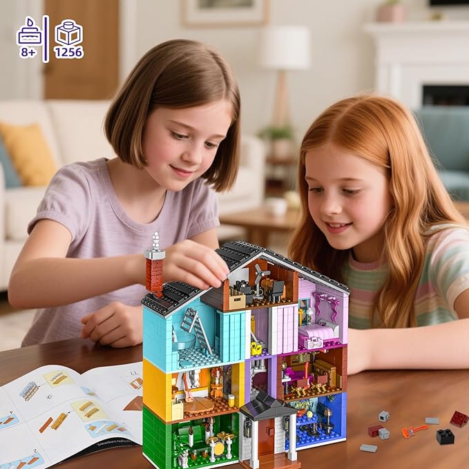 House Building Blocks Toys with Light Compatible with Lego Set Architecture Building Model for Adults Construction Educational Toy Christmas Birthday Gift for Girls Boys Kids 8-12 (1256 PCS)