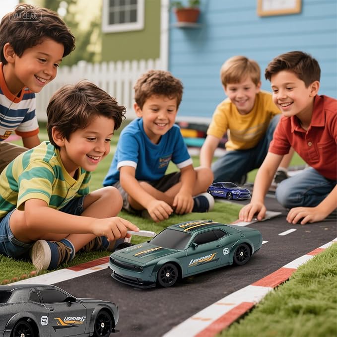 1:43 Scale Mini Racing Drift Car Model2.4GHz Remote Control Car 4WD High Speed Race with LightsRacing TiresRC Toys Hobbyist Gift for Adults Kids Boys Girls (Green)