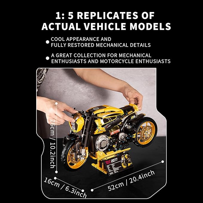 QOQ BRICK Motorcycle Building Blocks Set for Adults Motorbike Model Toy for Table Bookshelf Display Collectible Birthday Gifts for 14 15 16+ Years Old Boys Teenage Boys (1981PCS)