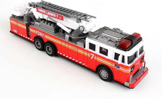 Daron FDNY Radio Control Ladder Truck – Officially Licensed Fire Department of New York RC Fire Truck Toy with Lights &amp Sounds – Extendable Swivel Ladder – Kids Ages 3+