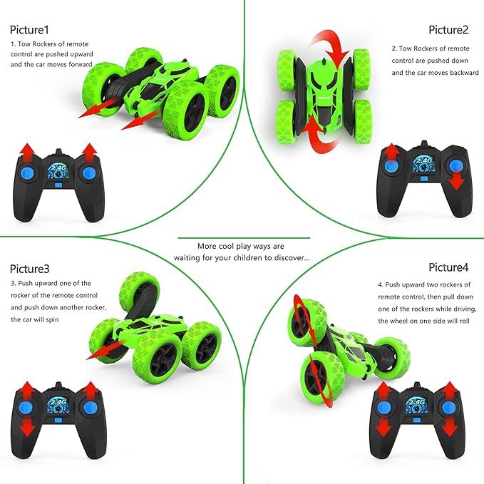 RC Stunt Car for Kids Ages 6–12 Double-Sided Remote Control Car with LED Lights 4WD Electric Toy Vehicle USB Rechargeable Perfect Birthday Holiday for Boys &amp Girls