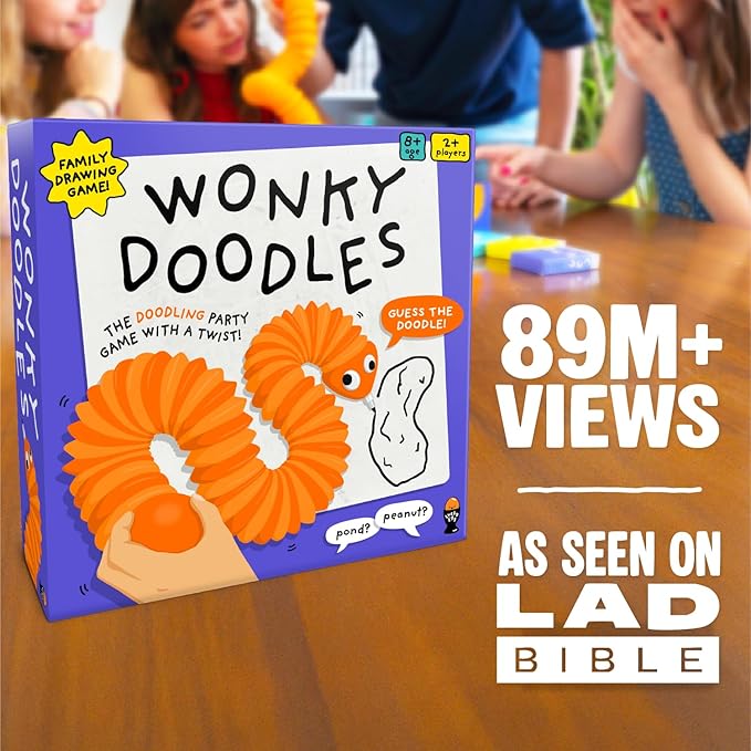 Lucky Egg Wonky Doodles – Hilarious Drawing Games for Family Game Night &amp Parties – Family Board Games for Adults with Wonky Doodler 150 Word Cards &amp Whiteboard – Best Family Games for Ages 8