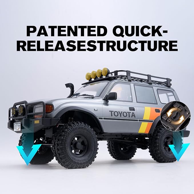 FMS RC Crawler 1/10 FCX10 Land Cruiser LC80 RS Toyota Licensed 4WD 2.4Ghz RC Rock Truck Hobby Grade RC Model Climbing Car Remote Control Car Off Road Vehicle for Adults FMS11042RSGY