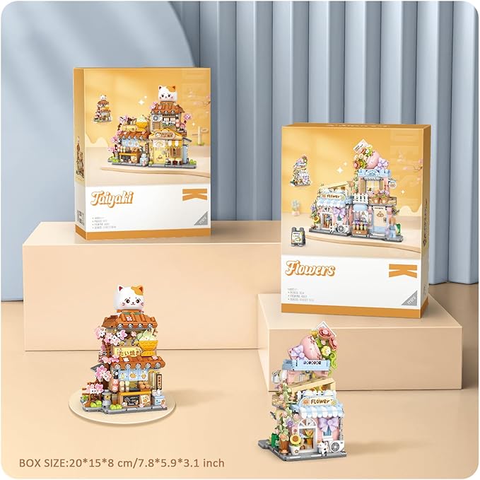 Mini City Shop Street View Building Blocks Model SetSimulation Animals Architecture Collection Particle Construction Building Bricks ToyHome Decoration (Flower Shop)