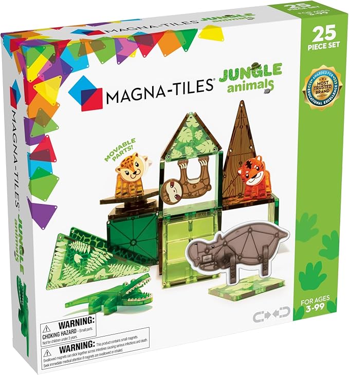 MAGNA-TILES Jungle Animals 25-Piece Magnetic Construction Set The ORIGINAL Magnetic Building Brand