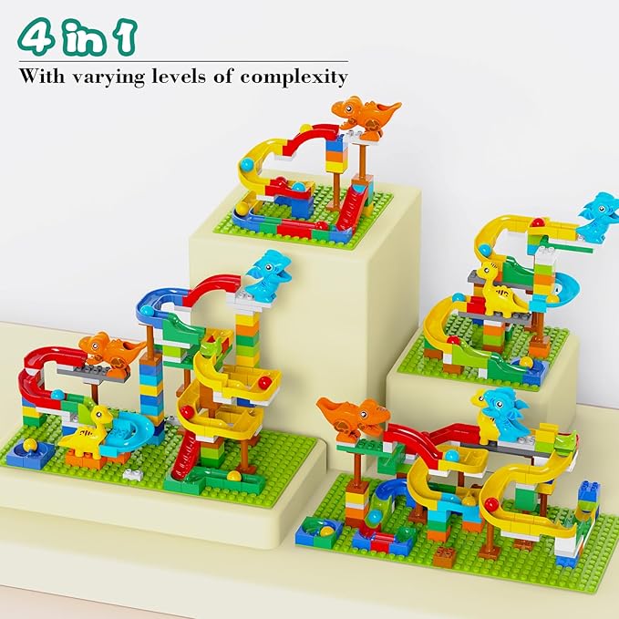 Building Blocks for Kids Toddlers 3 4 5 6 7 8+ Year Old 127-piece Large Classic Building Bricks Dinosaur Marble Run with 2 Baseplate for Boys Girls All Ages Compatible with All Major Brands