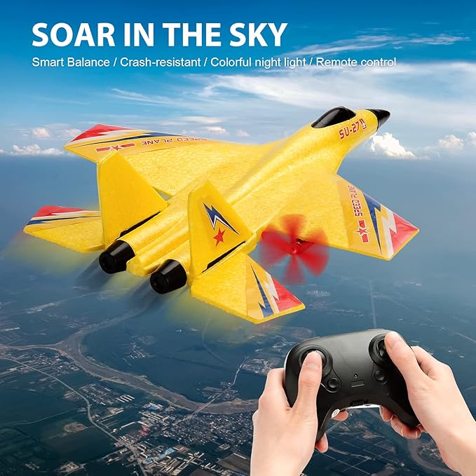 SU27 RC Fighter Plane Beginner Friendly RC Airplane 6-Axis Auto-Stabilizer Remote Control Glider Aircraft Ready to Fly Crash Resistant 2 Batteries