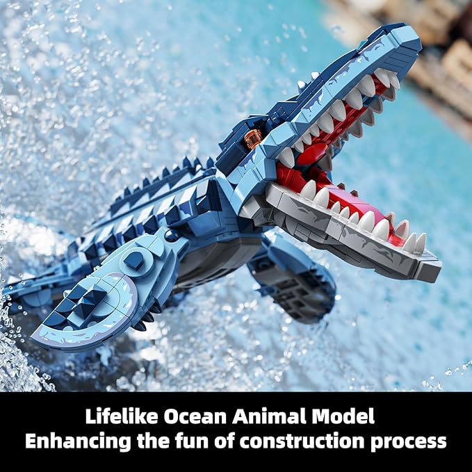 Mosasaurus Dinosaur Building Blocks Set 805 PCS Dinosaur World Building Toy Jurassic Ocean Animal Model Collection Toys for Home Decor Birthday Gift for Adults Boys Age 8-12