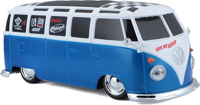 Maisto 1:24 RC VW Van Samba 2.4GHZ Remote Control Vehicle White/Blue (81529-00000009)