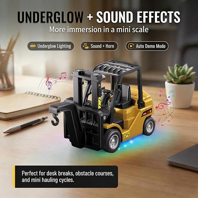 1/64 RC Forklift ToyMini Forklift Remote Control &amp Phone App Controled2-in-1 Transformable Lift Fork &amp Hook10CH Alloy RC Construction Vehicles With Lights &amp SoundsToy Gift for TeensAd