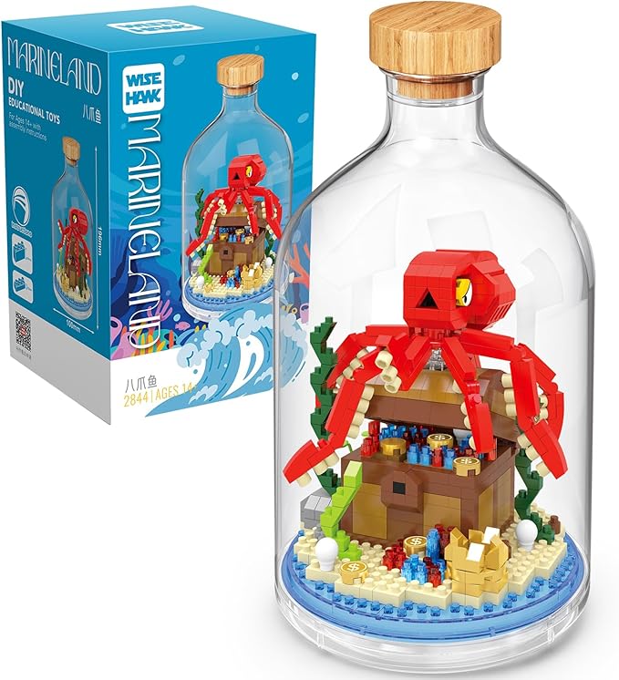 Creative Fish Toy Building SetAdult Mini Animal Friend SetParty Favors Gift for FriendsAnimals Lovers Office Home Decor Building BlockNew Year Easter Birthday Gift for Family(Octopus)
