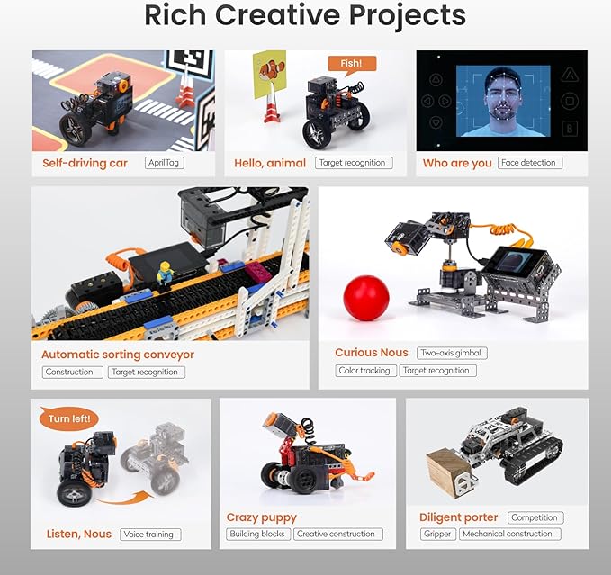 Nous AI Robot for Kids Ages 12+ STEM Coding Robot for Boys and Girls with Scratch &amp Python Programming Robot Building Kit for Kids to Build Your Own AI Robot