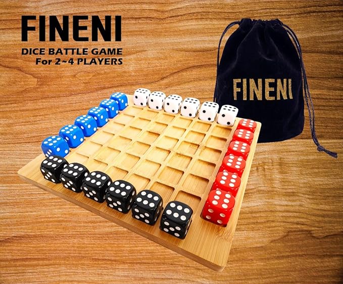 Dice Battle 2~4 Player Board Games 4 Player Durable Wooden Coffee Table Games for Adults Best Bar Dice Games Indoor Tabletop Game &amp 4 Players Wood Table Top Dice Game (Single(2~4)/Log)