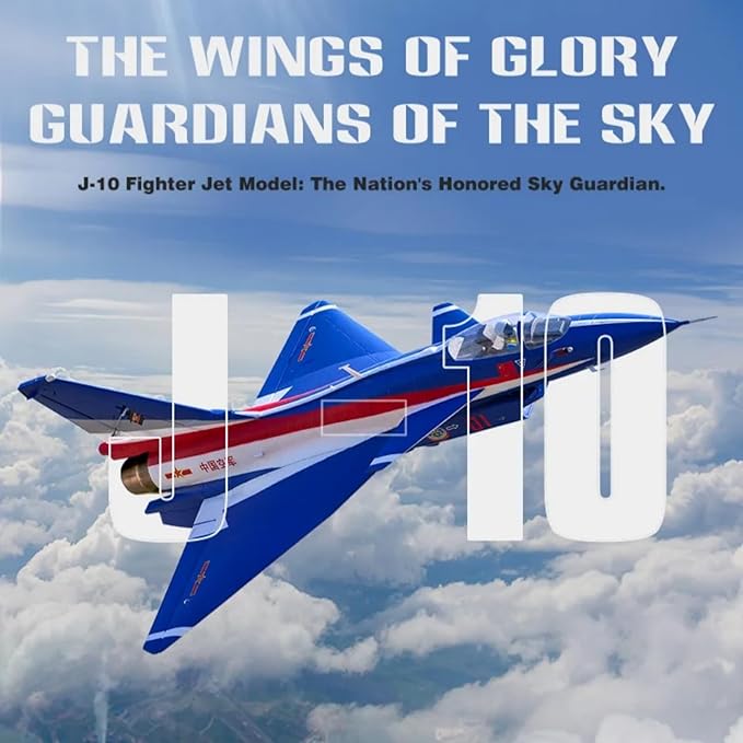 Fms Rc Jets 64mm J10 EDF Fighter Jet with Reflex Vigorous Dragon Rc Airplanes for Adults Remote Control Planes “August 1st Aerobatic Team Paint PNP(NO Transmitter Batteries and Charger)