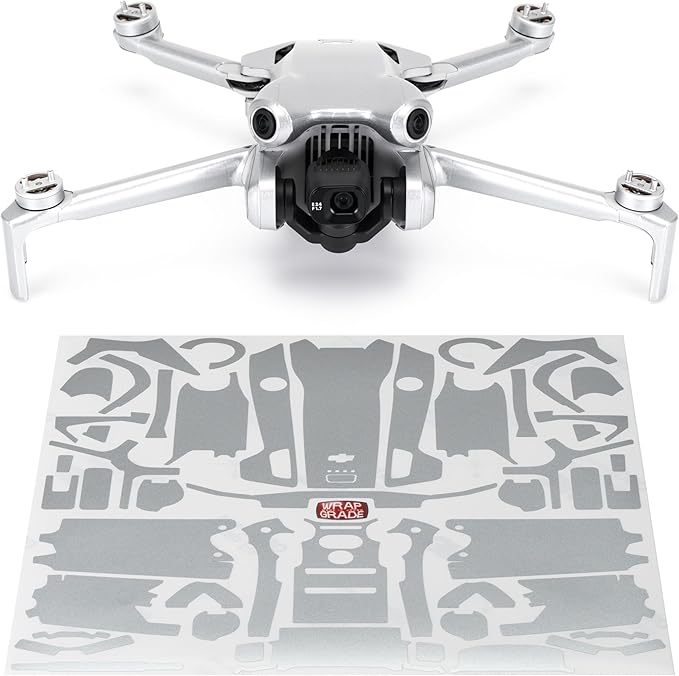 WRAPGRADE Skin Stickers Compatible with DJI Mini 4 Pro | Full Wrap (Airforce Silver)