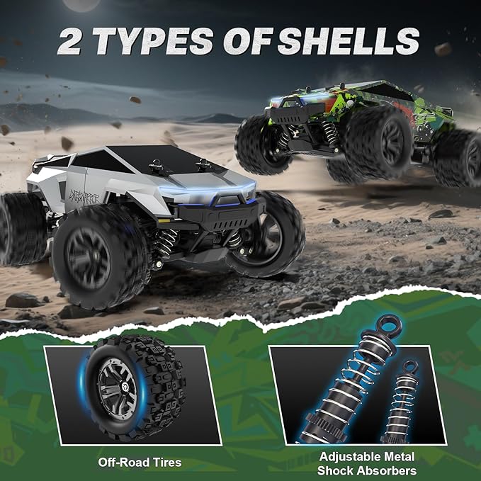 Fast RC Cars for Adult 1:18 Fast Remote Control Car 40KMH 2.4GHz High Speed RC Truck 4WD Waterproof Monster RC Truck with 2 Rechargeable Batteries Birthday Gifts for for 8+ Year Old Boys Adults