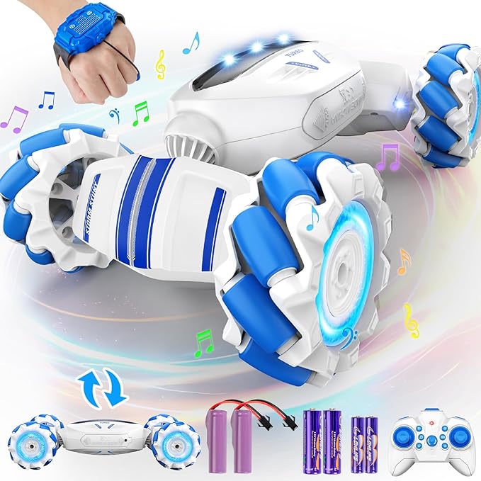 Remote Control Car Gesture Sensing RC Car Boys Toys for 6-8 Years Old Best Birthday Gifts for Kids 4WD 2.4Ghz 360° Rotating 2 Control Modes Control Transformer Toys Twist Cars