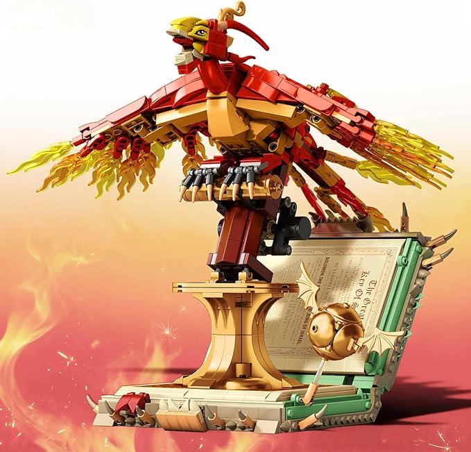 1252PCS Moc Fire Phoenix with Book Building Block Set for Adults NO Compatible with Lego Magic Phoenix STEM Bird Toy Collection Model Gift for Kids Boys and Girls