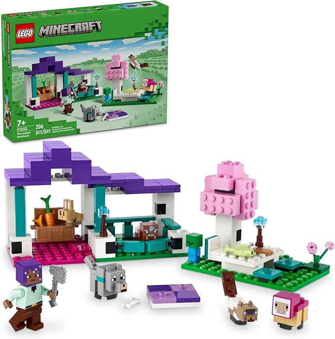 LEGO Minecraft The Animal Sanctuary Building Set Gaming Toy for Girls and Boys Ages 7 and Up Gift for Gamers and Kids Brick Model of The Plains Biome with Popular Minecraft Figures 21253