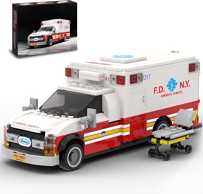 Ambulance Building Set Emergency Rescue Vehicle Model Kit Collectible Display Model for Adults &amp Teens 14+ Compatible with Lego Ambulance Set 660 PCS