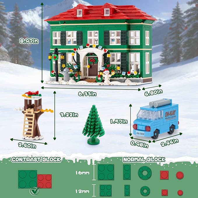 Christmas House Building Set with Light for Adults NO Compatible with Lego House 1187PCS Holiday Loness Home Boys House Building Kits Christmas for Movie Fans Friends Family