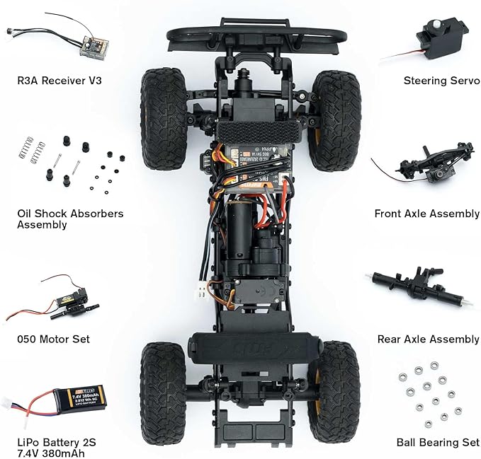 EAZYRC FMS 1/24 FCX24M RC Crawler RTR Land Rover Series with Licensed 1/24 RC Truck 4X4 Mini RC car with Lighting 2.4Ghz Remote ControlBattery (Range Rover)