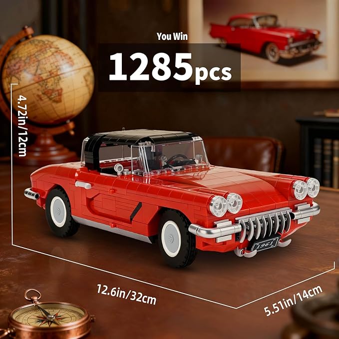 Car Model Building Set Compatible with Lego Car 1285 PCS Removable Roof Design Steering Linkage System Creative Building Toy Halloween Decoration for Teens &amp Adults 14+