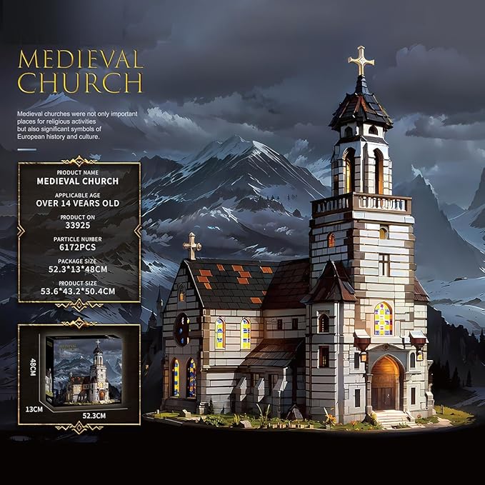 Medieval Cathedral Architecture Building Blocks Set MOC Castle Series Modular Church Model Collectible Display Creative Ornament for Adults and Teens (6172PCS)
