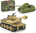 Sosuy WW2 Building Block Army Tank-Sets for Boys Men 1:32 Movable German Tiger &amp Soviet T-34 Military Toys for Kids Ages 8+ Mini Cannon Vehicle Model History Birthday Gifts for Teen Girls 1030 Pi