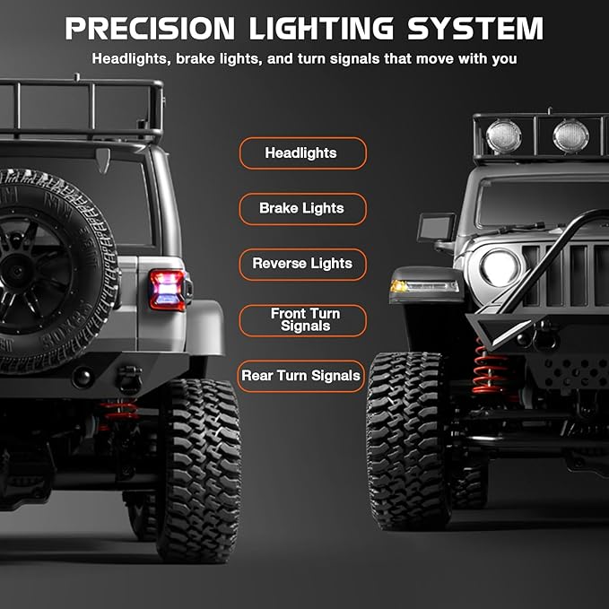 ARRIS 1/12 RC Crawler MN-128 RC Rock Crawler 4x4 4WD RC Jeep Truck 2.4GHz Remote Control Off Road Car with LED Lights for Adults Hobby Grade RTF Toy Vehicle Gifts