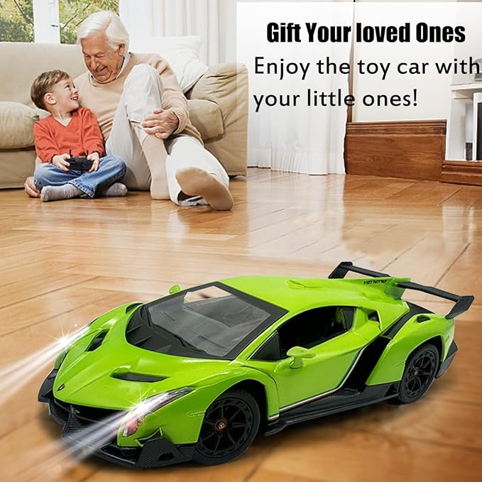 QUN FENG Lamborghini Remote Control Car 1:24 Scale Lambo Toy Car Officially Licensed Rc Cars with Light 2.4Ghz Model Car for Boys 4-7 Girls Birthday Gift Green