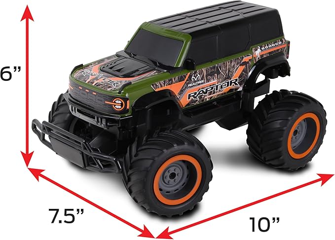 NKOK Realtree: RTR RC - Ford Bronco Raptor - Green-Orange-Camo - 2.4 Ghz High Performance for Donuts &amp Wheelies Turbo Boost Radio Controlled Vehicle
