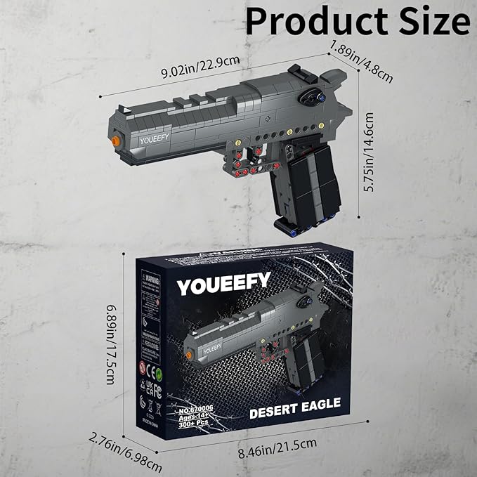 1:1 Desert Eagle Pistol Building Blocks Set 300+ Pieces Building Blocks Model Gun Toy for Adults &amp Kids 14+ Unique Collectible Gift for Christmas Birthday Military Fans