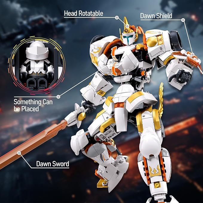HIGH GODO Warrior Mech Robot Building Set Long Swords Shields Samurai Mech Model Kit Creative City Justice Hero Ninja Gifts for Adults Teens 14+ (695PCS)