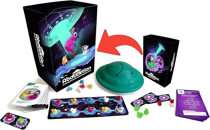 Abducktion - Bundle Base + IntergalacDuck Research Expansion Combo Pack 25-30 Minutes Ages 12+ A weirdly Strategic Duck Kidnapping Game a UFO and Mind-Bending Shape-Finding Logic!