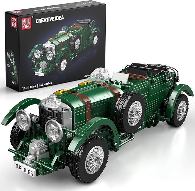 Mould King 10166 Blower Car Building Sets 1147+Piece MOC Oldtime Classic Sports Car Building Block Kits Collectible Racing Supercar Model for Adult
