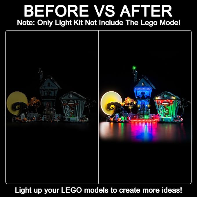 Led Light Kit Compatible with Lego Disney Tim Burton's Christmas 21351 Building Set Gift Idea for Adult Builders and Fans (Model Not Includd)