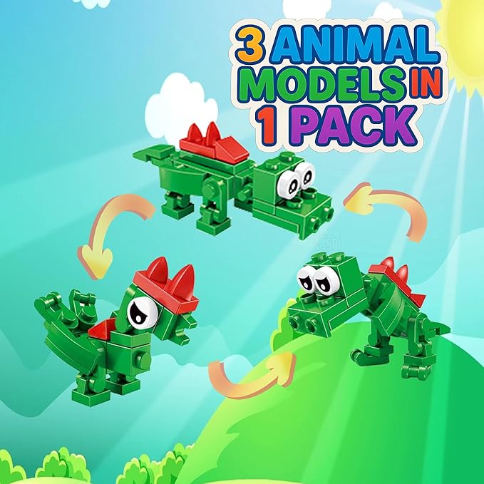 30 Pack Mini Animal Building Blocks Party Favors for Kids with 90 ModelsClassroom PrizesBirthday GiftsEasterChristmasValentine's Day Toys for Boys Girls Ages 6+