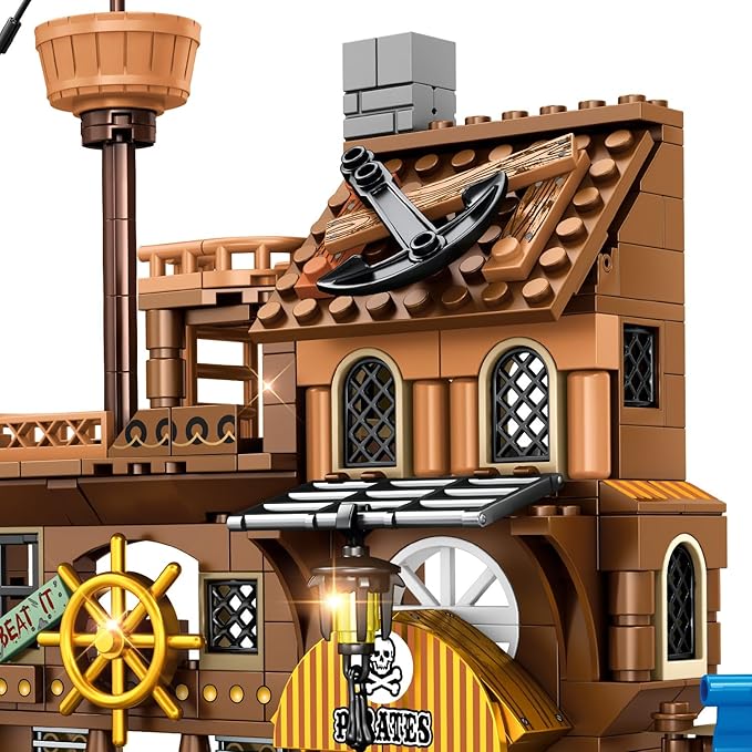 RiceBlock Pirate Ship Building Toys Pirate Wharf Themed City Store Building Bricks Sets for Boys Age 8-12 573 Pieces