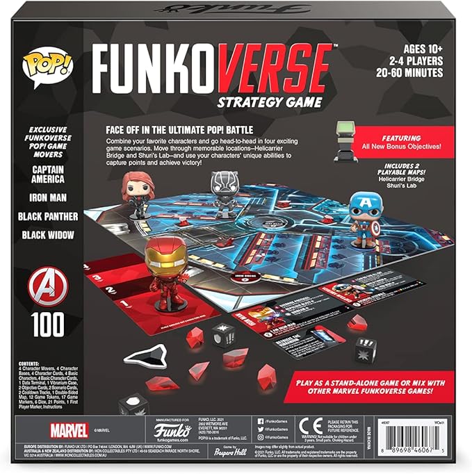 Funko Games Funkoverse: Marvel 100 4-Pack - Black Panther - Marvel Comics - Light Strategy Board Game for Children &amp Adults (Ages 10+) - 2-4 Players - Collectible Vinyl Figure - Gift Idea