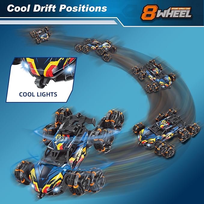 Cool 8 Wheels Hand Controlled rc Stunt Car Toys Gesture Sensing Remote Control Cars for Boys Age 6 7 8-12 13 14 Year Old Birthday Gifts Ideas for Kids