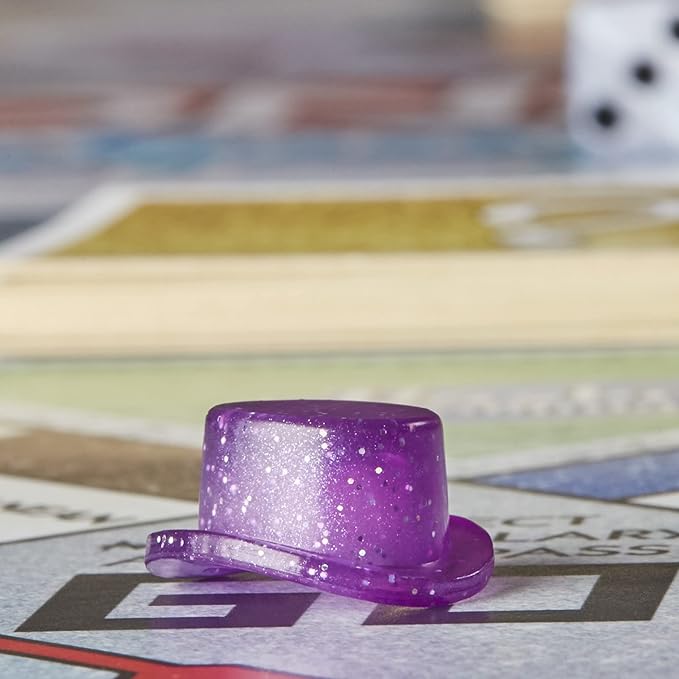 Hasbro Gaming Monopoly Sparkle Edition Board Game Family Games with Glittery Tokens Pearlescent Dice Sparkly Look (Amazon Exclusive)