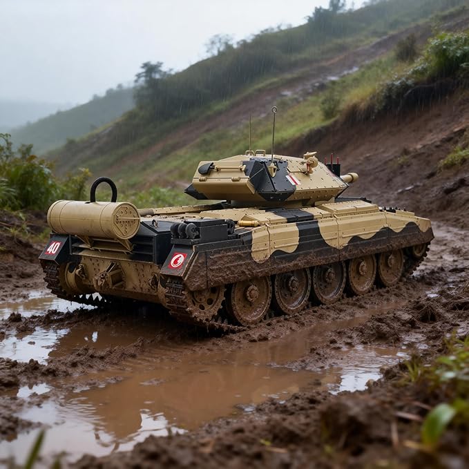 Crusader Mk VI Remote Control Tank 1/16 GB Tank War RC Military Vehicle Simulation Smoke Barrel Lifting/Barrel Expansion/Turret Rotation 360 Degrees/Dual Flow Gearbox/NOT Shooting Camouflage
